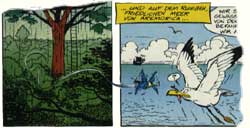 Vogel fliegt &uuml;ber den Rand