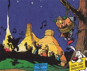 Singender Troubadix beim Festbankett