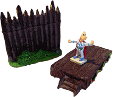 Troubadix als Orchesterleiter, Tanzb�hne und eine Palisade