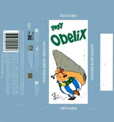 Schokoladenverpackung von Frey mit Obelix-Motiv